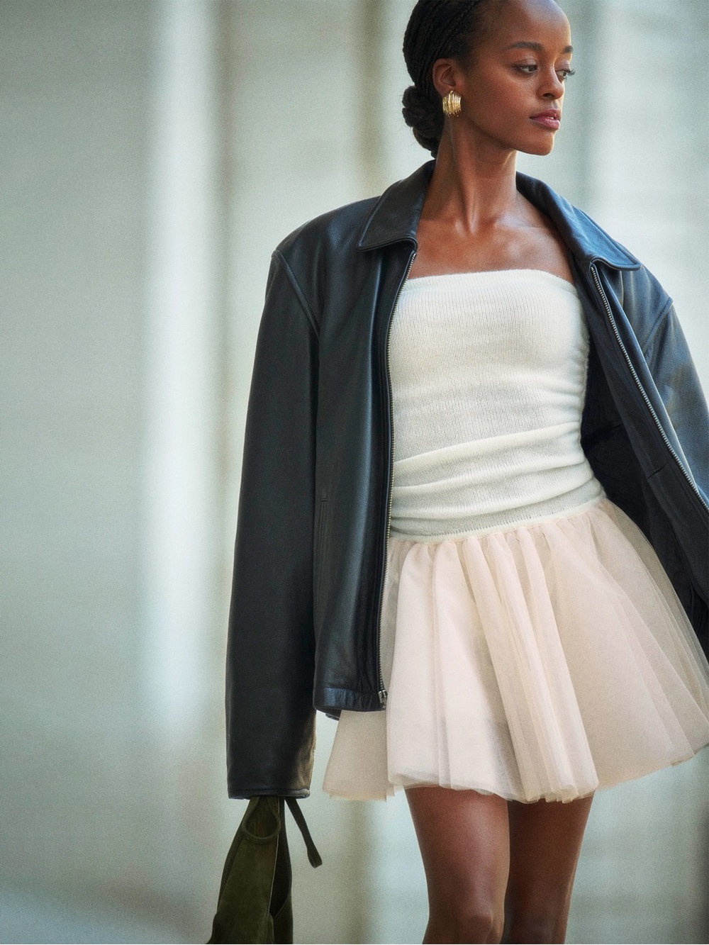 NWT Viral Reformation x NYC Ballet Sable Cashmere Dress, Soft Ivory